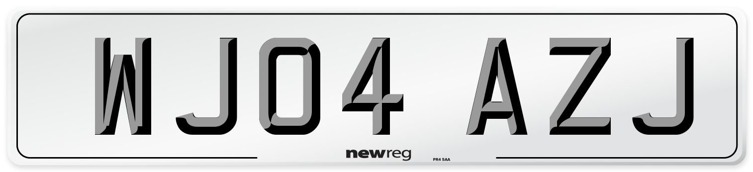 WJ04 AZJ Number Plate from New Reg